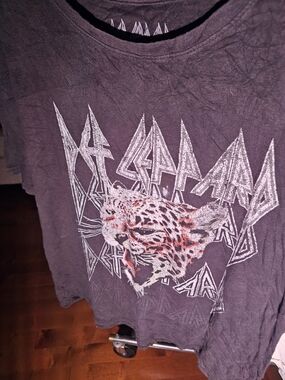 Black Graphic Tee with Leopard Front Print